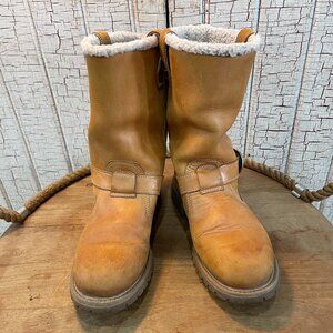 Timberland Nellie Sherpa Lined Engineer Winter Boots Women's 7.5  Tan